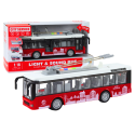 Trolejbus Autobus 1:16 Światła Dźwięki Napęd Biało-Czerwony