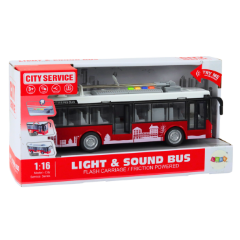Trolejbus Autobus 1:16 Światła Dźwięki Napęd Biało-Czerwony