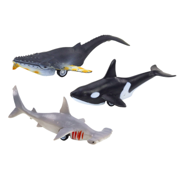 Figurki Pojazdy Zwierzęta Morskie Napęd Frykcyjny Rekin Orka 6 Szt