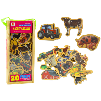 Zestaw Magnesy Drewniane Zwierzęta Domowe Maszyny Rolnicze 20 Sztuk