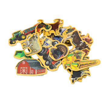 Zestaw Magnesy Drewniane Zwierzęta Domowe Maszyny Rolnicze 20 Sztuk