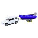 Auto Terenowe Z Przyczepą I Motorówką Metalowy Biały Niebieski