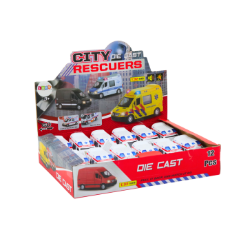 Ambulans Karetka 1:32 Otwierane Drzwi Światła Dźwięki Napęd Biała