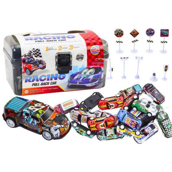 Zestaw Resoraków W Walizce 25szt Znaki Drogowe Samochody