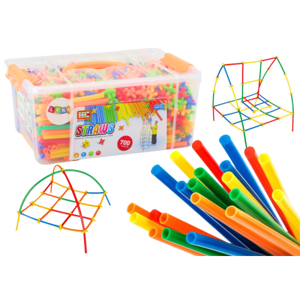 Zestaw Słomek Do Konstrukcji 3D W Pudełku Kolorowe 800 El