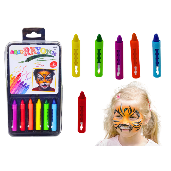 Zestaw Kredek Do Malowania Twarzy Kolorowe 6 Sztuk