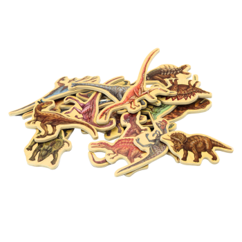 Zestaw Magnesy Drewniane Dinozaury 20 Sztuk Kolorowe