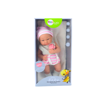 Lalka Bobas w Biało-Różowym Ubranku Czapeczka Smoczek Śliniaczek Kołderka