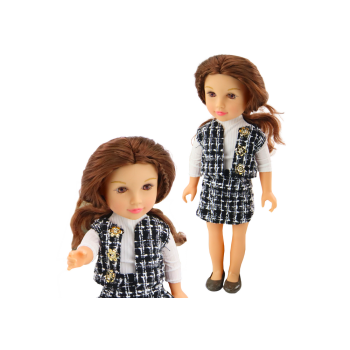 Lalka W Eleganckim Ubranku W Kratę Brązowe Włosy 18'