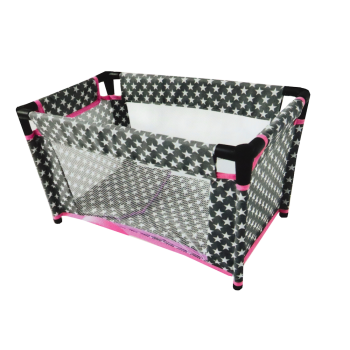 Łóżeczko w Gwiazdki dla Lalek Alice Szaro Różowe