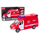 Auto Strażackie Wóz Światła Dźwięki Otwierane Drzwi Napęd Czerwony