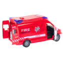 Auto Strażackie Wóz Światła Dźwięki Otwierane Drzwi Napęd Czerwony