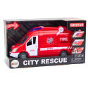 Auto Strażackie Wóz Światła Dźwięki Otwierane Drzwi Napęd Czerwony