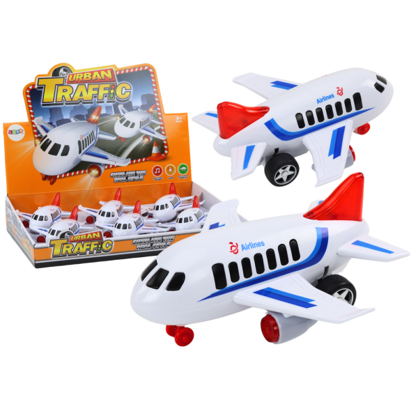 Samolot Pasażerski Światła Dźwięki Napęd Biały