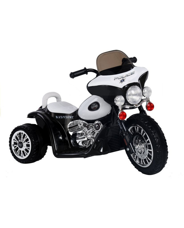 Motor na Akumulator Trójkołowy JT568 Policja Dla Dzieci Światło LED Czarny