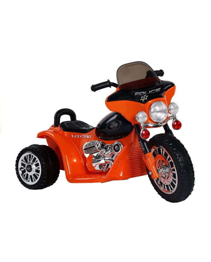 Motor na Akumulator Trójkołowy JT568 Policja Dla Dzieci LED Pomarańczowy