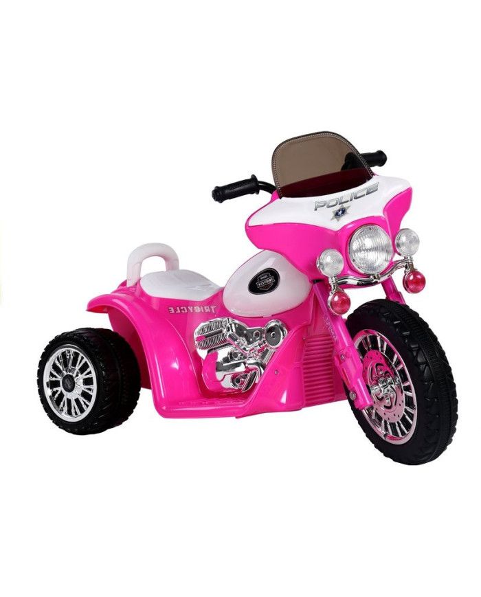 Motor na Akumulator Trójkołowy JT568 Policja Dla Dzieci LED Ciemnoróżowy
