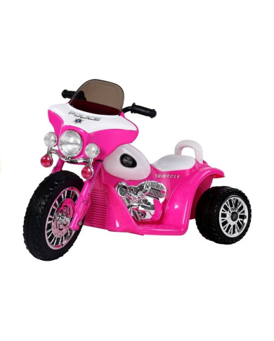 Motor na Akumulator Trójkołowy JT568 Policja Dla Dzieci LED Ciemnoróżowy
