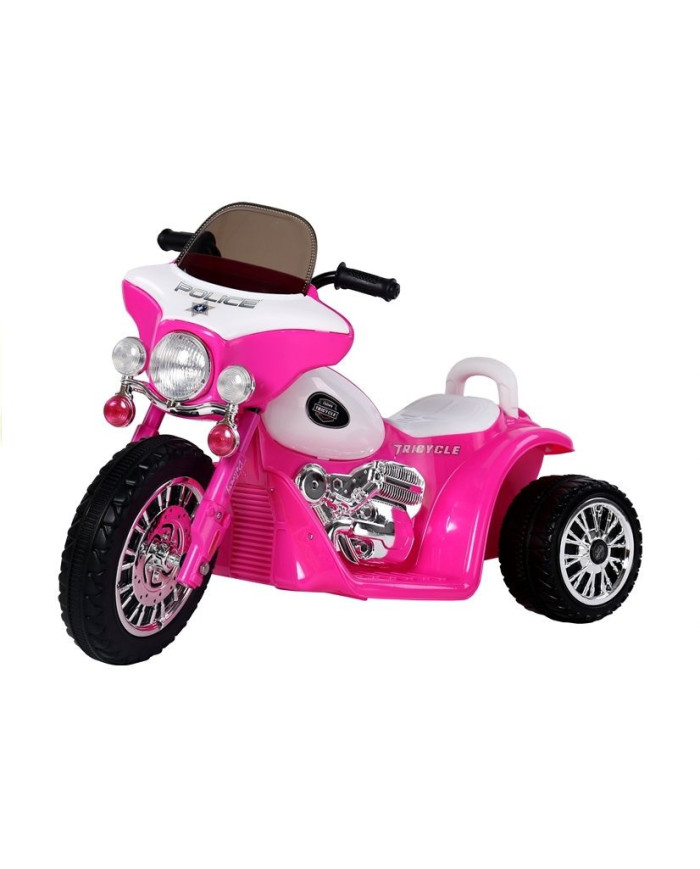 Motor na Akumulator Trójkołowy JT568 Policja Dla Dzieci LED Ciemnoróżowy