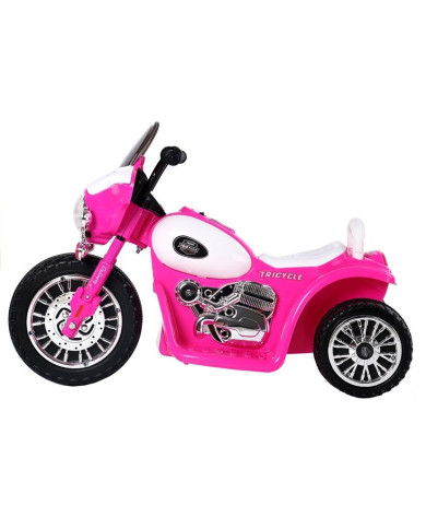 Motor na Akumulator Trójkołowy JT568 Policja Dla Dzieci LED Ciemnoróżowy