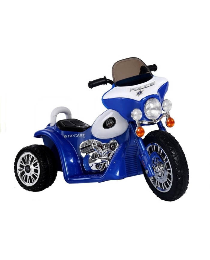 Motor na Akumulator Trójkołowy JT568 Policja Dla Dzieci LED Niebieski