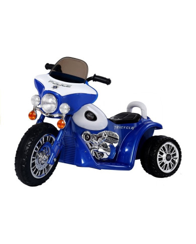 Motor na Akumulator Trójkołowy JT568 Policja Dla Dzieci LED Niebieski