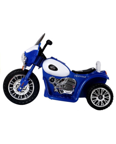 Motor na Akumulator Trójkołowy JT568 Policja Dla Dzieci LED Niebieski