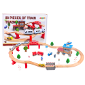 Zestaw Pociąg Tory Kolejka Drewniana Auta Budynki 88 El