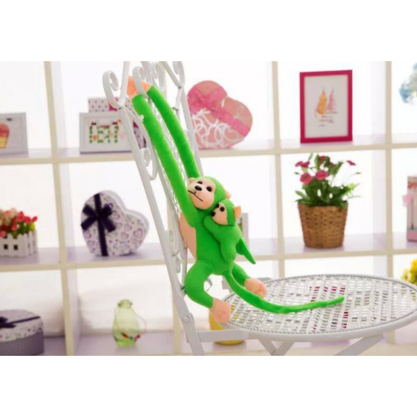 Maskotka Pluszowa Małpka z Dzieckiem Zielona 90 cm