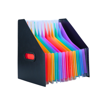 Pionowa Teczka Organizer Na Dokumenty Kolorowe Zakładki Kieszenie Czarna A4