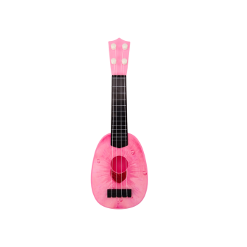 Ukulele Dla Dzieci Mini Gitara 4 Struny Motyw Brzoskwini Gitarka Różowa 15″