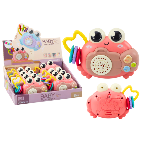 Krab Aparat Grzechotka Projektor Na Baterie Dźwięki Różowy