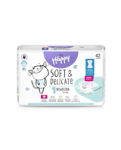 Pieluszki Bella Happy 1 Newborn Soft & Delicate 2-5 kg 42 szt.