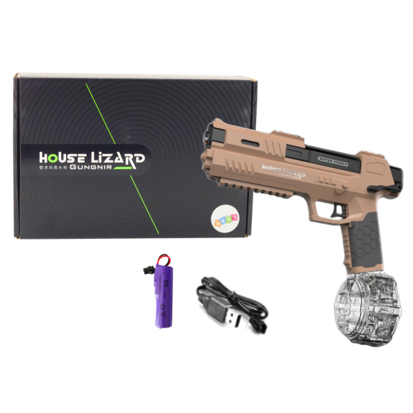 Pistolet Broń Na Wodę Automatyczny Brązowy Przeźroczysty Pojemnik