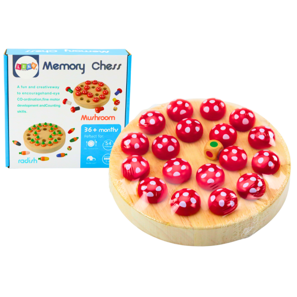 Gra Pamięciowa Rodzinna Muchomory Drewniana