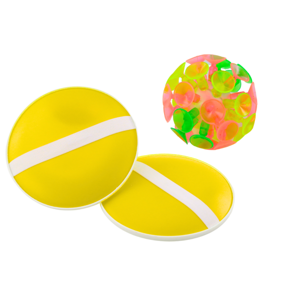 Gra Zręcznościowa Paletki Okrągłe Piłka Z Przyssawkami Żółty