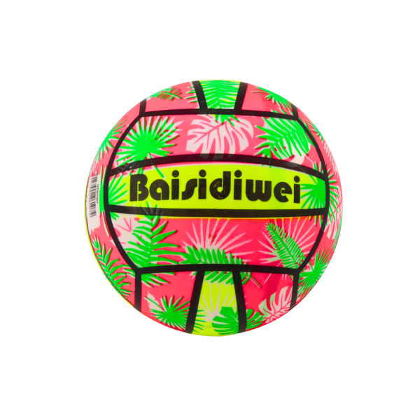 Piłka Gumowa Jaskrawa Liście Różowo Zielona 24 Cm