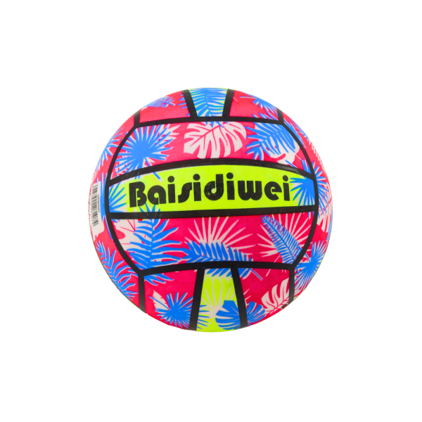 Piłka Gumowa Jaskrawa Liście Różowo Niebieska 24 Cm