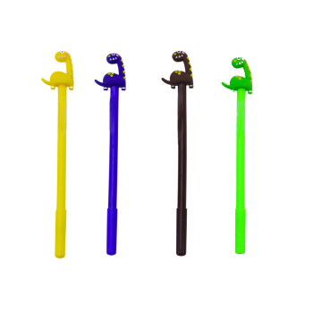 Długopis Z Dinozaurem Zatyczka Czarny Wkład Mix Brązowy Żółty 0.5mm