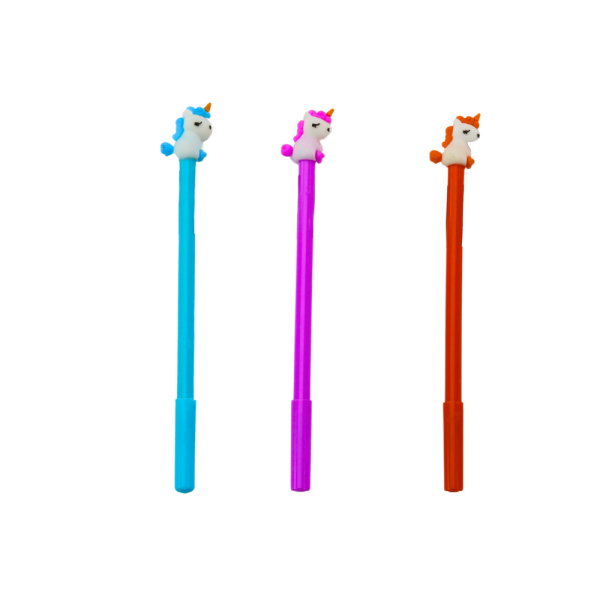 Długopis Z Jednorożcem Zatyczka Czarny Wkład Mix Fioletowy Pomarańczowy 0.5mm