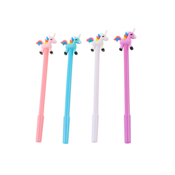 Długopis Z Jednorożcem Zatyczka Czarny Wkład Mix Biały Różowy 0.5mm