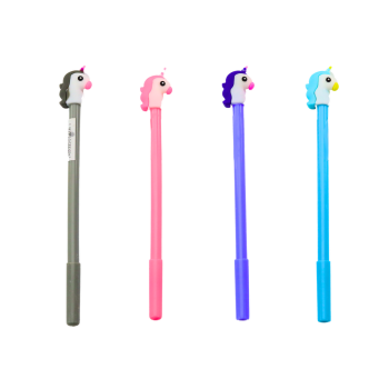 Długopis Z Jednorożcem Zatyczka Czarny Wkład Mix Siwy Fioletowy 0.5mm