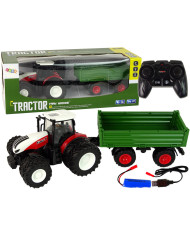 Traktor Zdalnie Sterowany z Przyczepą 1:24 Czerwony Zielony