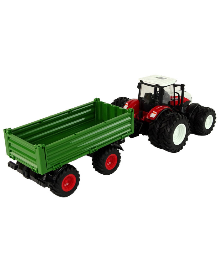 Traktor Zdalnie Sterowany z Przyczepą 1:24 Czerwony Zielony