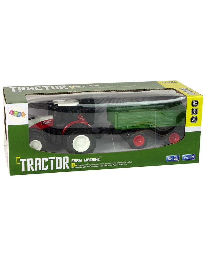 Traktor Zdalnie Sterowany z Przyczepą 1:24 Czerwony Zielony