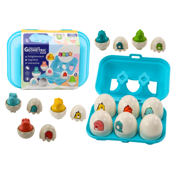 Zestaw Sześciu Geometrycznych Jaj Dinozaurów Kolorowe