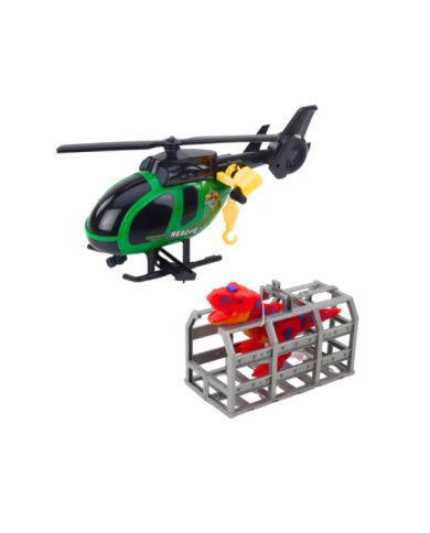 Zestaw Ratowniczy Ciężarówka Helikopter Samochód Dinozaur Światła Dźwięki