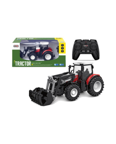 Traktor  Czerwony Zdalnie Sterowany 2,4 G Ruchoma Łyżka 1:24