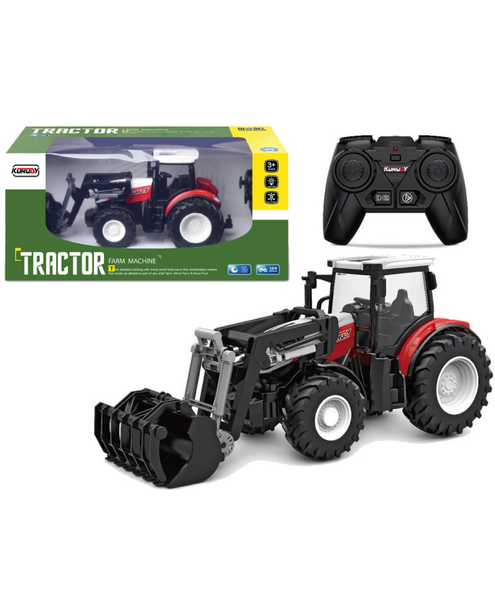Traktor  Czerwony Zdalnie Sterowany 2,4 G Ruchoma Łyżka 1:24