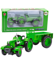 Metalowy Traktor Rolniczy Z Przyczepą Zielony 1:18